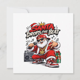 Cartão Papai Noel Solta O Ritmo Hip Hop de Natal