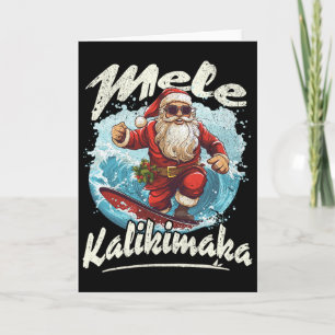 Cartão Papai Noel Surfando Mele Kalikimaka Aloha Havaí Na