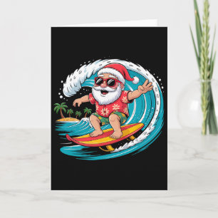 Cartão Papai Noel Surfando Praia Havaiana Natal Em Julho