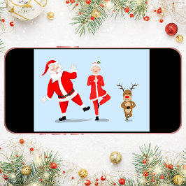 Cartão Papai Noel Tentando Fazer Ioga Com a Sra. Claus e