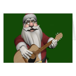 Cartão Papai Noel Tocando Músicas de Natal em sua Guitarr