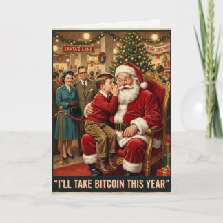 Cartão Papai Noel Vintage Aceito Bitcoin Natal