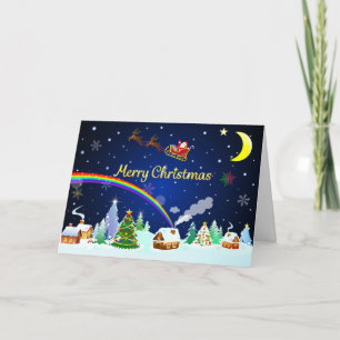Cartão Papai Noel Voador com Lua Crescente