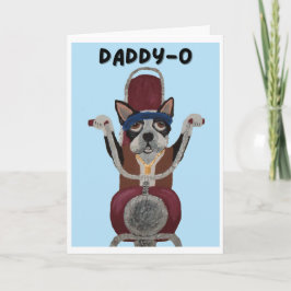 Cartão Papai-O Boston Terrier Motociclista numa moto