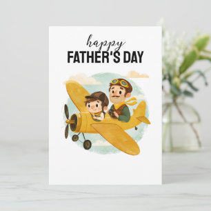 Cartão Papai Voando Avião Nuvens Fofo Feliz Dia dos Pais