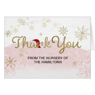 Cartão Papais noeis Bebê Natal Chá de fraldas Obrigado