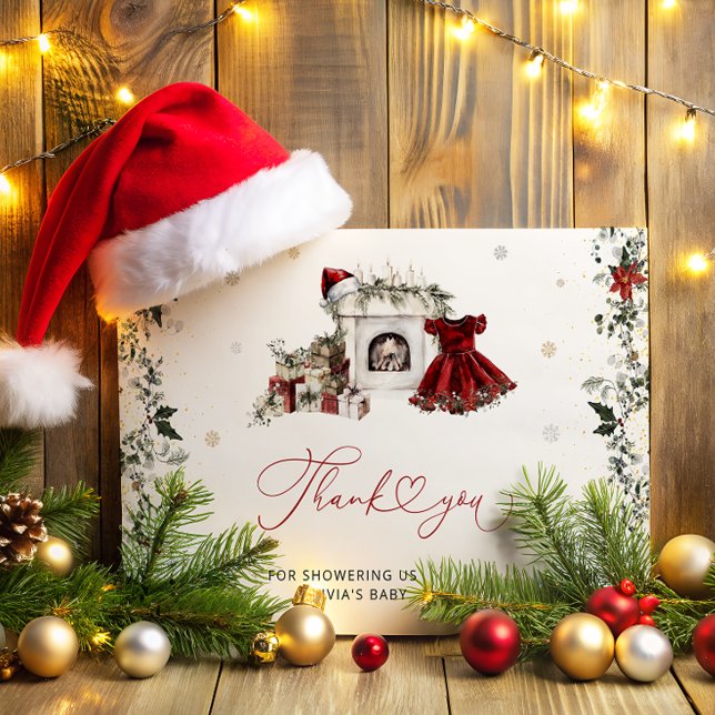 Cartão Papais noeis Bebê Natal Chá de fraldas Obrigado (Criador carregado)