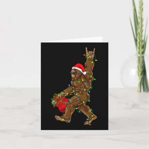 Cartão Papais noeis Bigfoot Luzes de Natal Rock Divertido