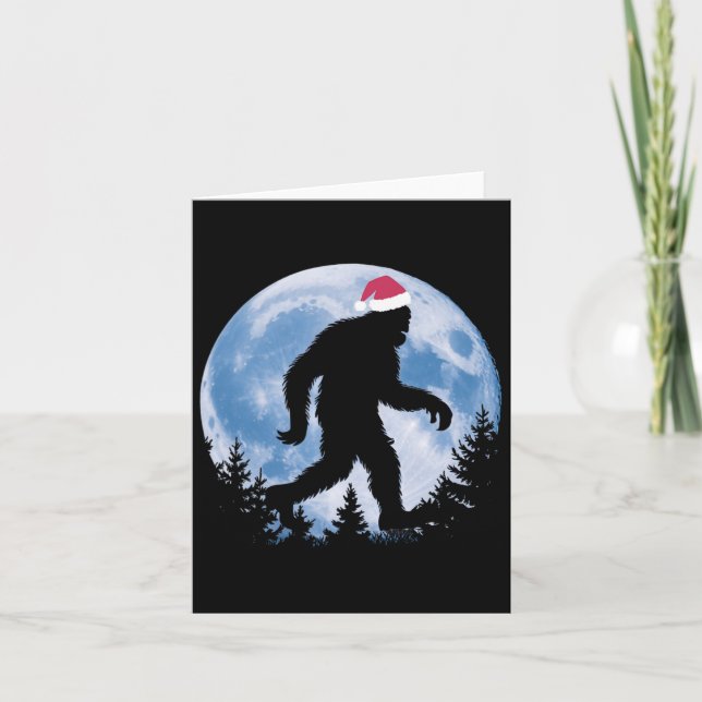 Cartão Papais noeis Bigfoot Moon Engraçado Sasquatch Beli (Frente)