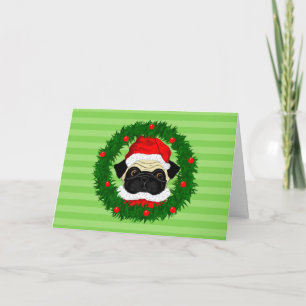 Cartão Papais noeis bonitos de Natal em Wreath