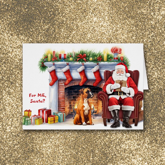 Cartão Papais noeis - Boxer Boxer no Natal (Criador carregado)