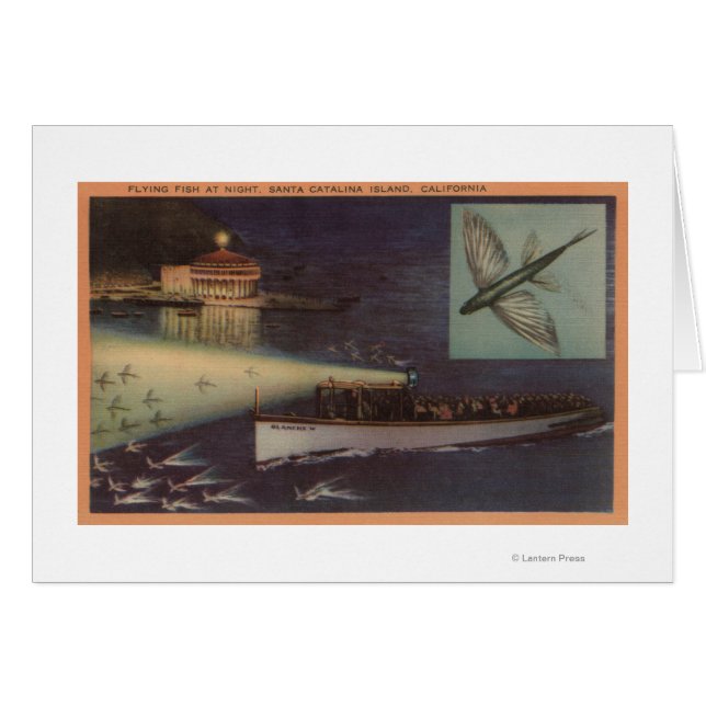 Cartão Papais noeis Catalina Island, CA Casino, Peixes Vo (Frente Horizontal)