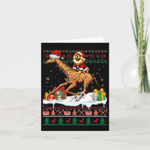 Cartão Papais noeis Chow Chow Riding Giraffe Christmas Sw