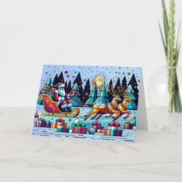 Cartão Papais noeis com presentes de Natal