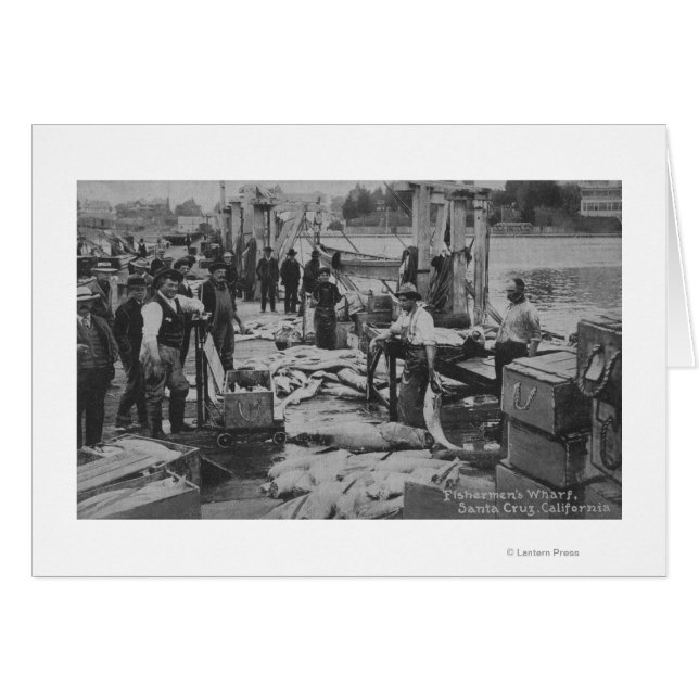 Cartão Papais noeis Cruz, CA - Cena do Cais do Pescador (Frente Horizontal)