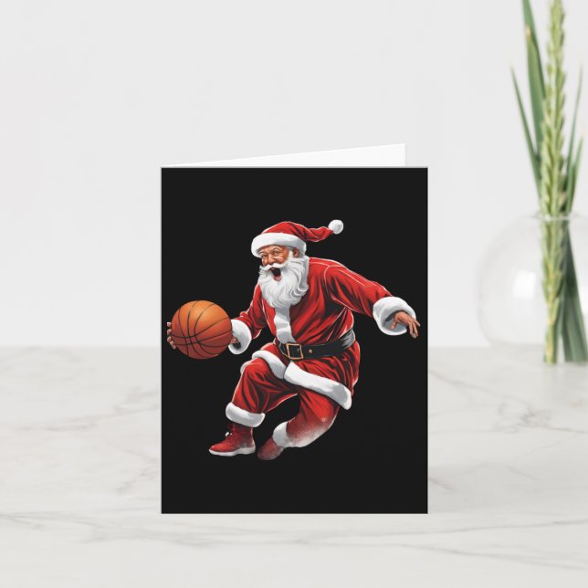 Cartão Papais noeis de basquete Slam Dunk Ugly Natal (Frente)