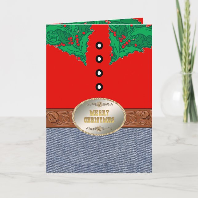 Cartão Papais noeis de cowboy ocidentais Belet Jeans de c (Frente)