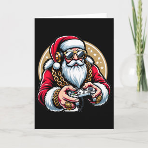Cartão Papais noeis de jogos de Natal para rapazes Gamer 