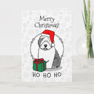 Cartão Papais noeis de Natal Cachorro de Ovelha Inglês (