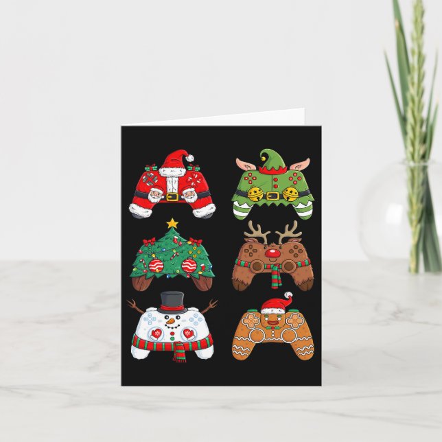 Cartão Papais noeis De Natal Controladores De Jogos Elf D (Frente)