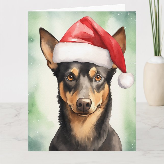 Cartão Papais noeis de Natal do Cão Kelpie australiano (Frente)