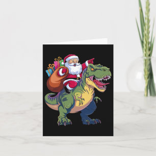 Cartão Papais noeis De Natal Levando Meninos Do Dinossaur