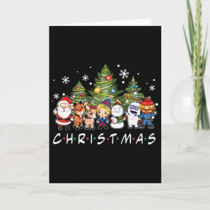 Cartão Papais noeis de Natal Rudolph Snowman Família Xma