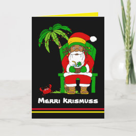 Cartão Papais noeis de rasta jamaicano Feliz Natal