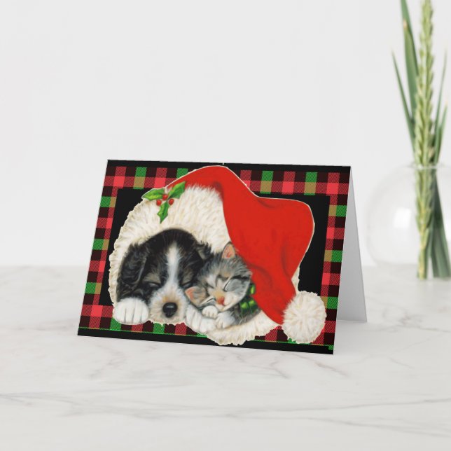 Cartão Papais noeis de resgate de animais (Frente)