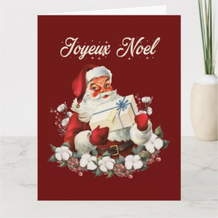 Cartão Papais noeis de Vintage de Natal Vermelho para Joy