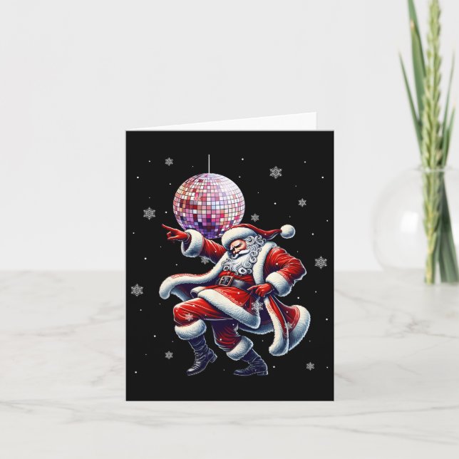 Cartão Papais noeis Disco Papais noeis de dança de natal  (Frente)
