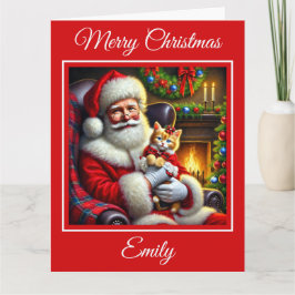 Cartão Papais noeis e Ginger Kitten no Arco Vermelho