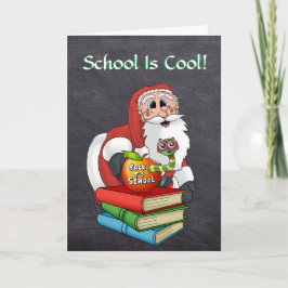 Cartão Papais noeis engraçados de volta ao incentivo esco