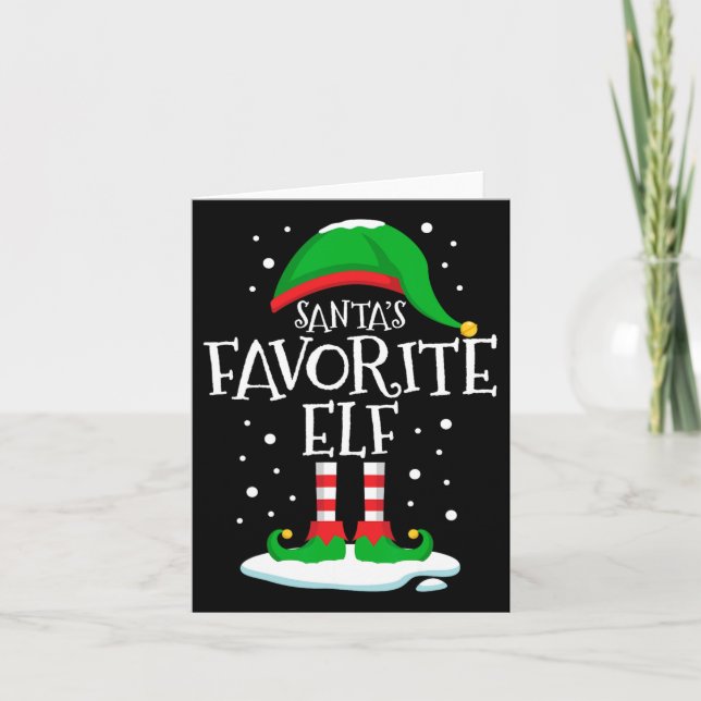 Cartão Papais noeis Favoritos Da Família De Natal Elf Xma (Frente)