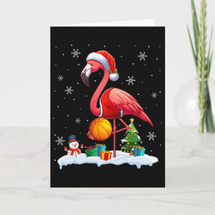 Cartão Papais noeis Flamingo Jogando Sketll Jogador Do Xm