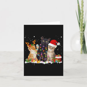 Cartão Papais noeis Gato Belo e Gordo Reindeer Pajama Nat