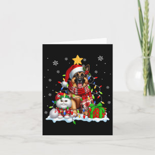 Cartão Papais noeis German shepherd Com Luz De Natal Elf 