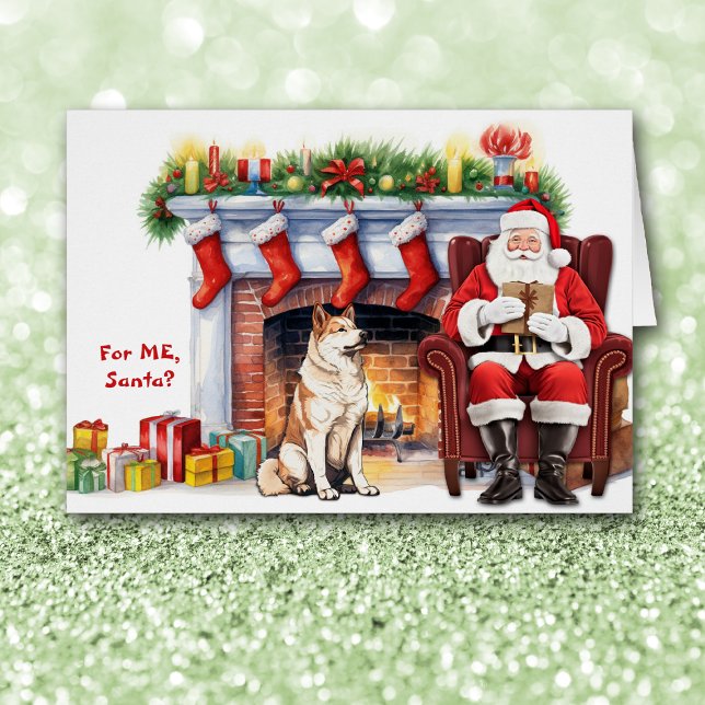 Cartão Papais noeis Gift Akita Dog Natal (Criador carregado)