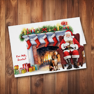 Cartão Papais noeis Gift Basset Hound Dog Natal