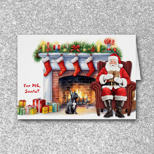 Cartão Papais noeis Gift Black French Buldog Natal