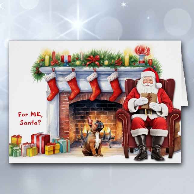 Cartão Papais noeis Gift French Bulldog Natal (Criador carregado)