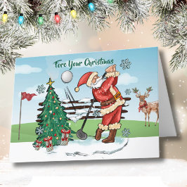 Cartão Papais noeis jogam golfe - Esqueça seu Natal