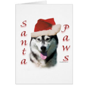 Cartão Papais noeis Malamute do Alasca