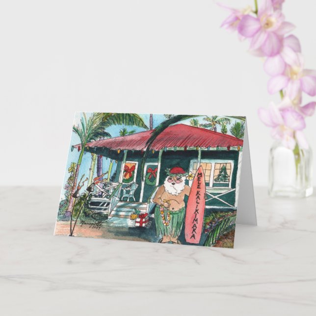 Cartão Papais noeis no Natal do Havaí (Orquídea)