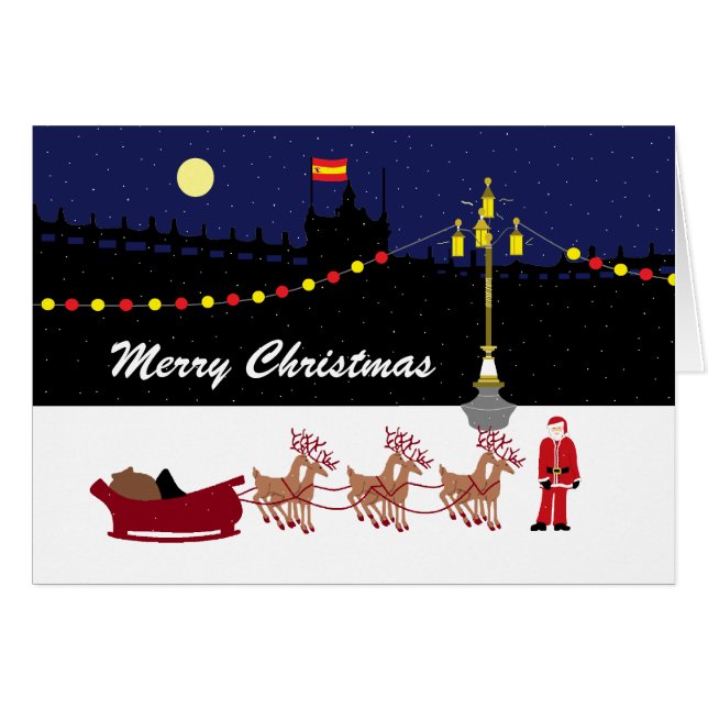 Cartão Papais noeis No Natal Em Madrid (Frente Horizontal)