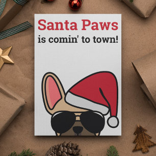 Cartão Papais noeis Paws Natal Clara Fawn Buldogue Francê