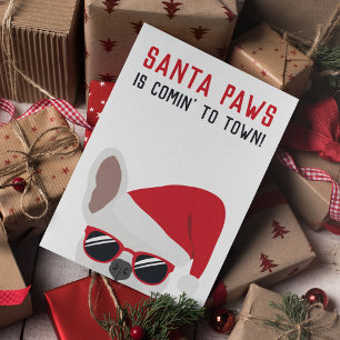 Cartão Papais noeis Paws Natal White Buldogue