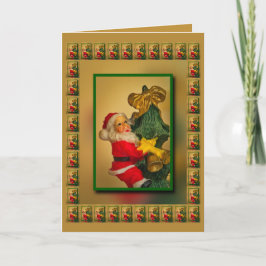 Cartão Papais noeis personalizados na árvore de Natal, ve