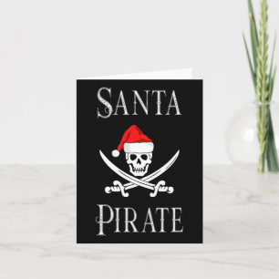 Cartão Papais noeis Pirata Caveira Espadas de Natal Barco