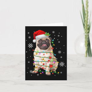 Cartão Papais noeis Pug Natal Luzes Xmas Cachorros Macaco